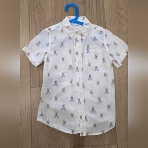 Janie and Jack White Button-Down Shirt with Bunny Face Print